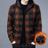 Plaid Hooded Cardigan Men Clothing Winter Knitted Cardigan Sweater Men Coats Fashion M-3xl 2022 Spring Clothing Casual Printed