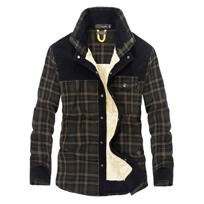 Men's Plaid Warm Jacket Fleece Thick Army  Coat 2020 Autumn Winter Jacket Men Slim Fit Clothing Mens Brand Clothing