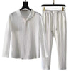 Men Business Short Sleeve Shirts Long Pants Set Male Clothing